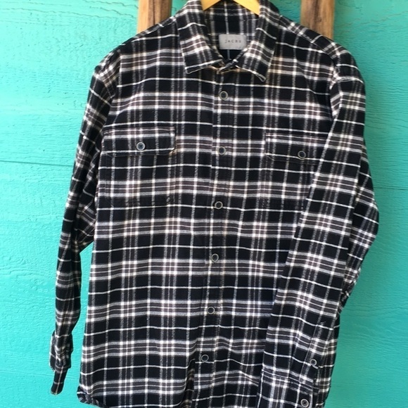 Jachs Tops - JACH’s Heavy Flannel Black & White Plaid Shirt …